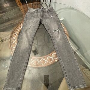 Jack & Jones Intelligence Liam skinny fit jeans in gray with rips size 29/32